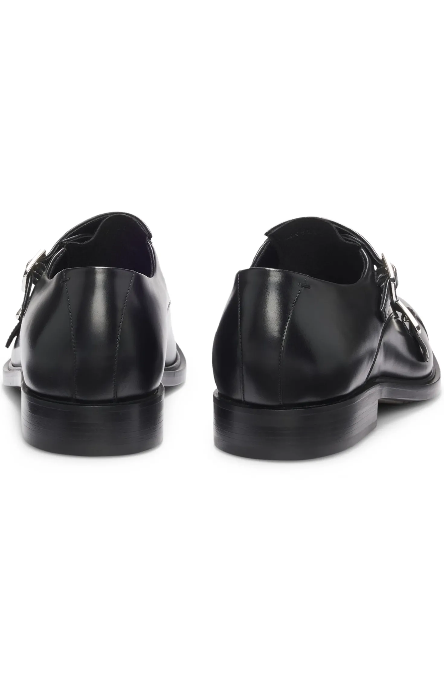 Leather monk shoes with double strap