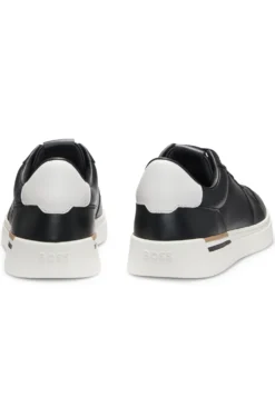 Leather trainers with contrast logos