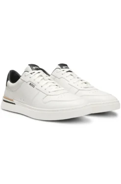 Leather trainers with contrast logos