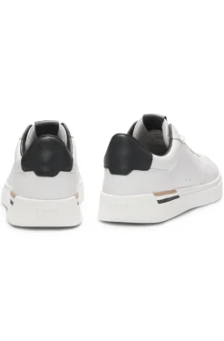 Leather trainers with contrast logos