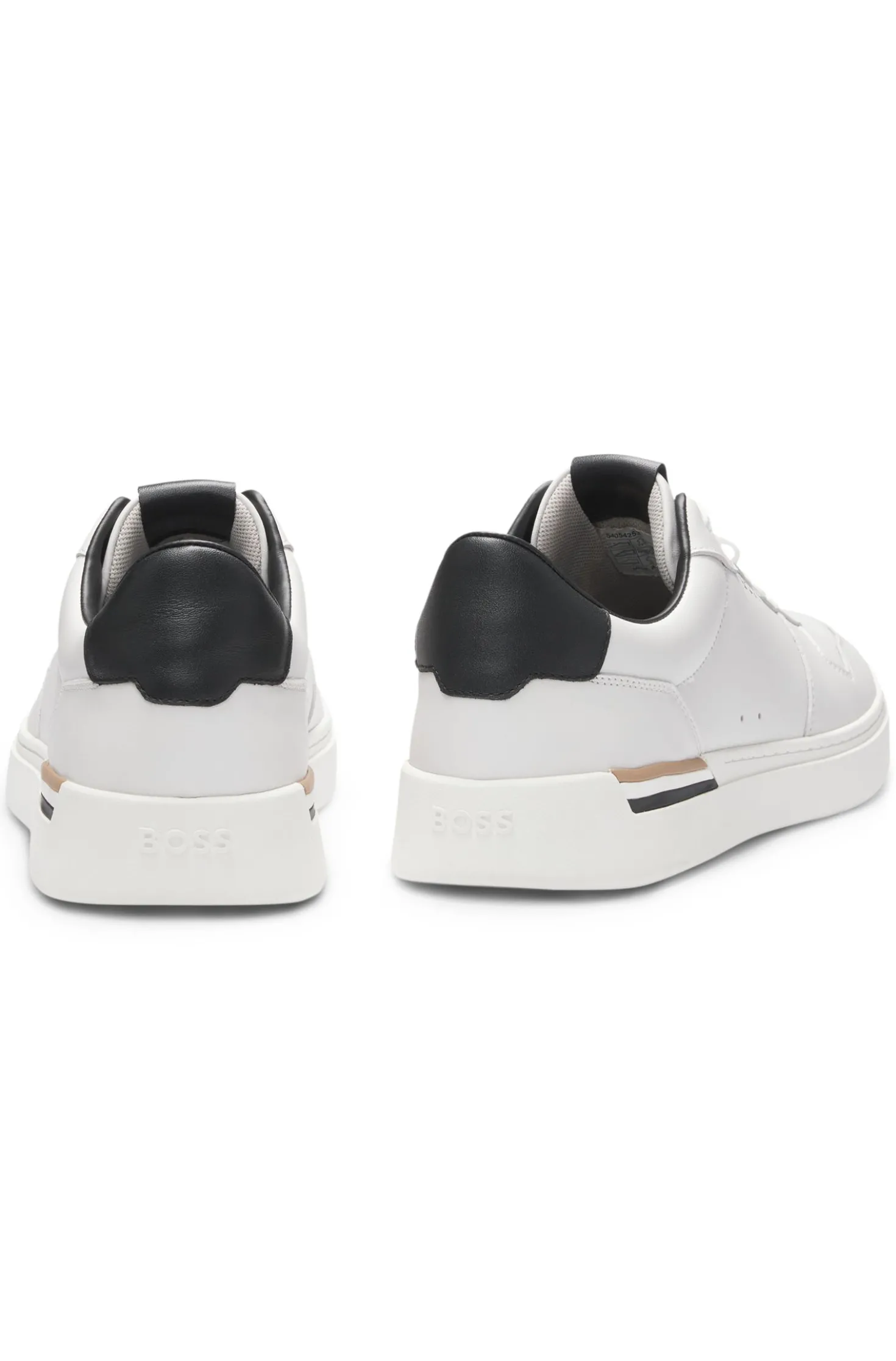 Leather trainers with contrast logos