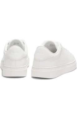 Leather trainers with embossed logos