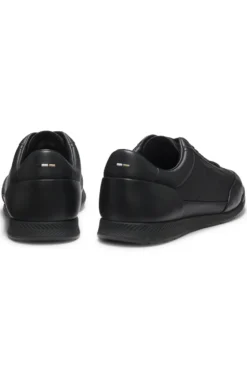Leather trainers with foil logo