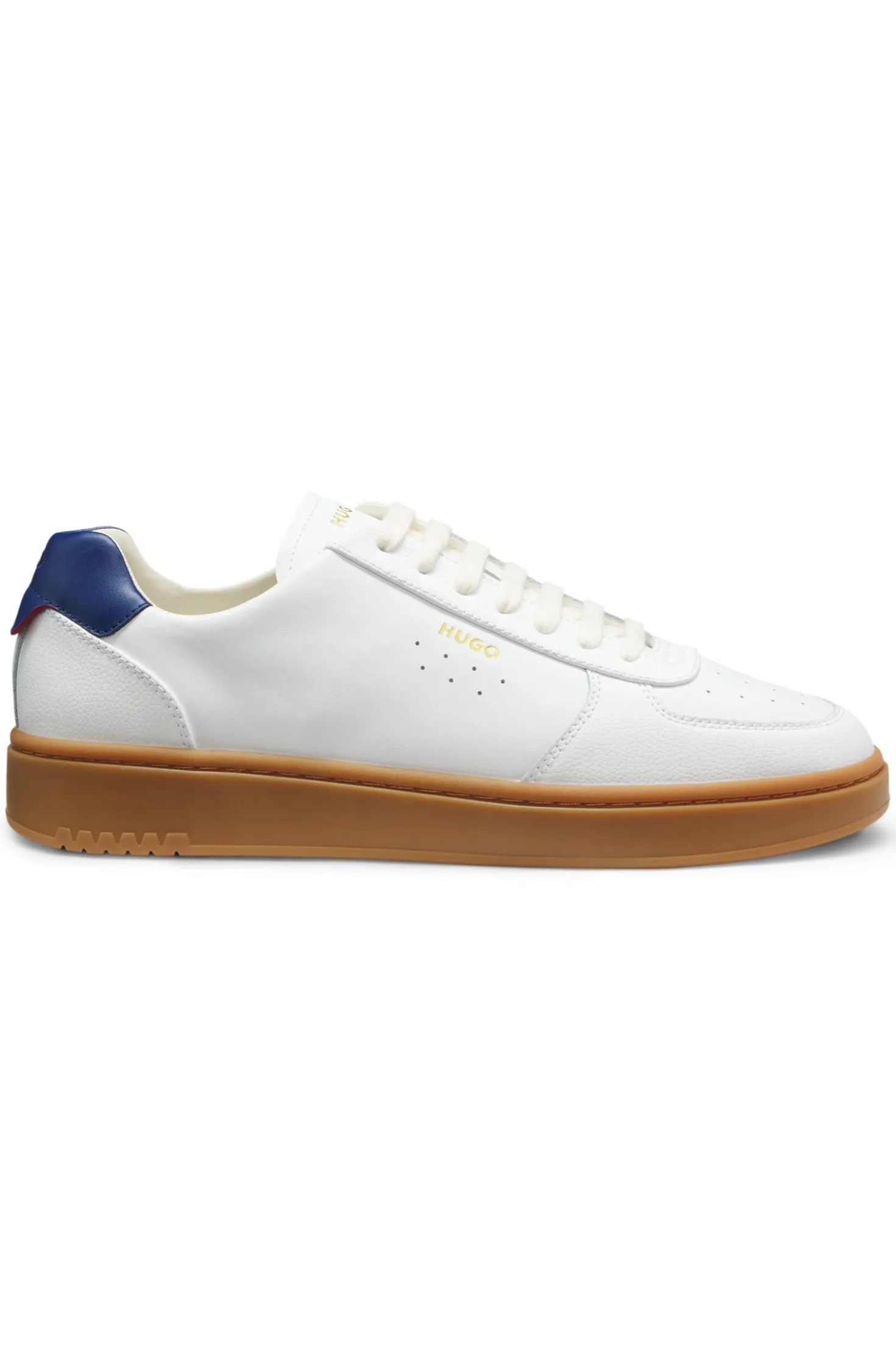 Leather trainers with gold-tone logo