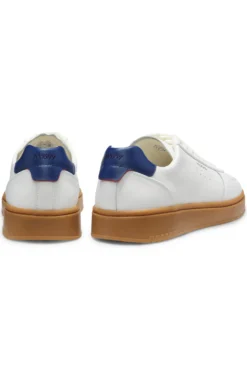 Leather trainers with gold-tone logo