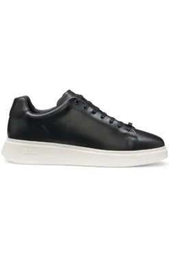 Leather trainers with rubber outsole