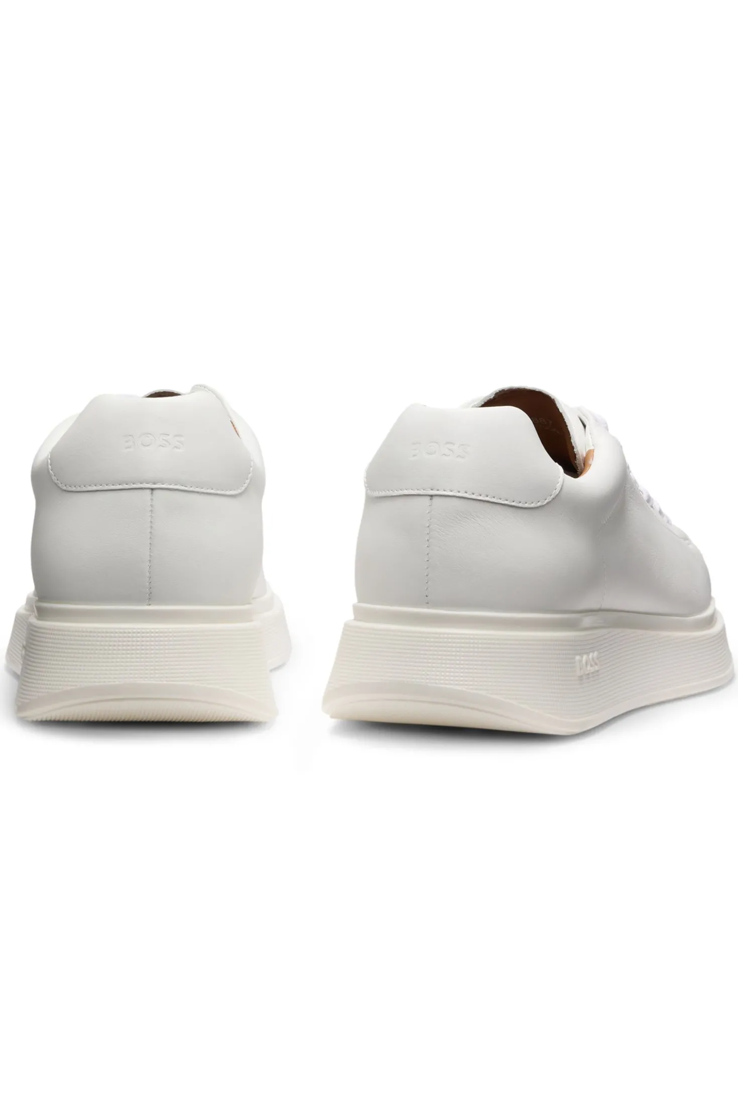 Leather trainers with rubber outsole