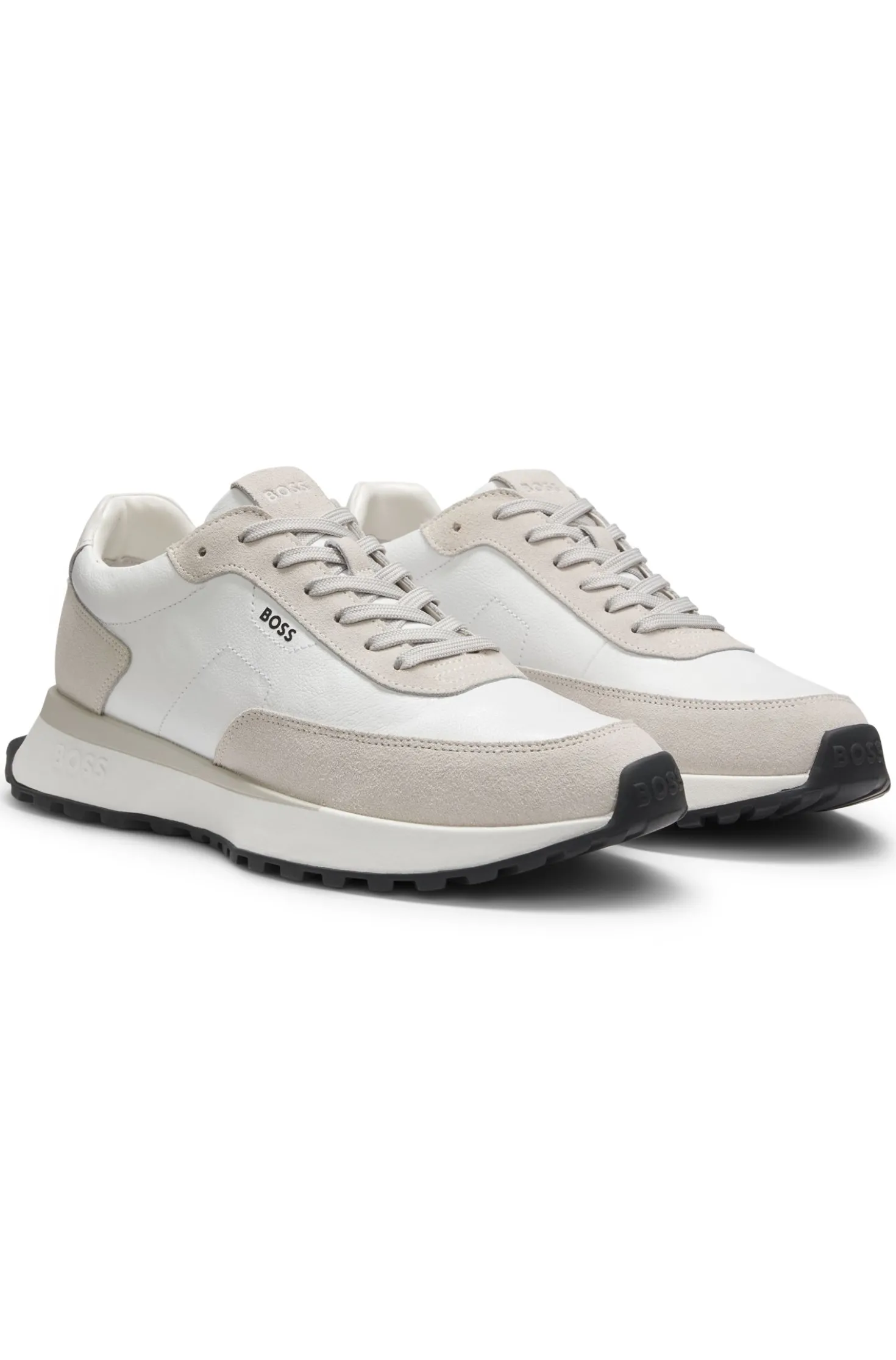 Leather trainers with side-panel logo
