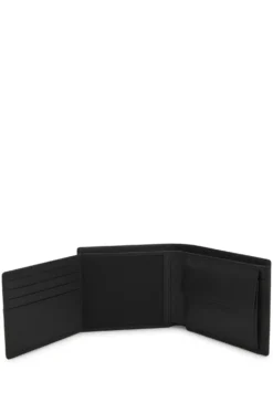 Leather trifold wallet with red logo