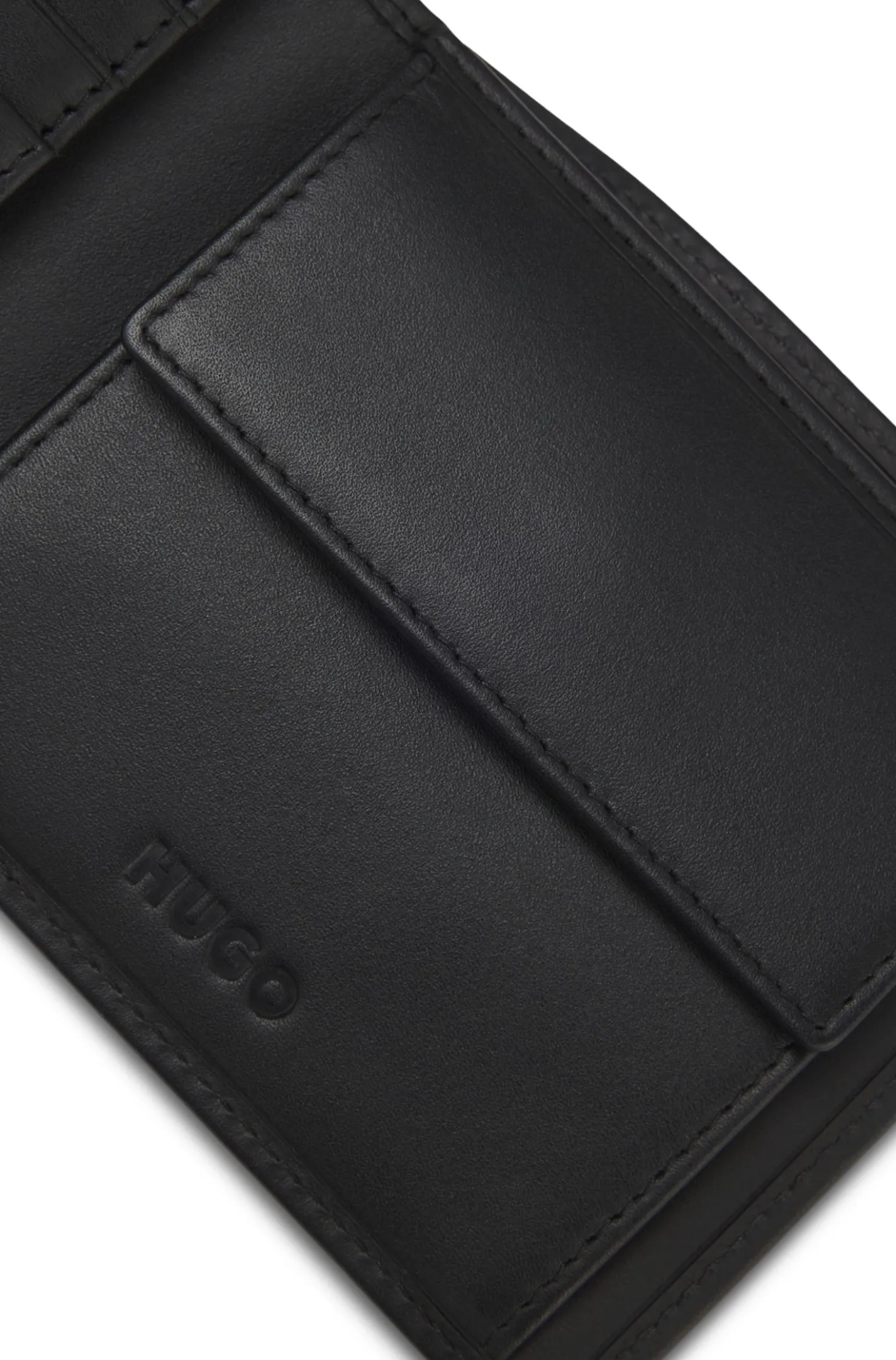 Leather trifold wallet with red logo