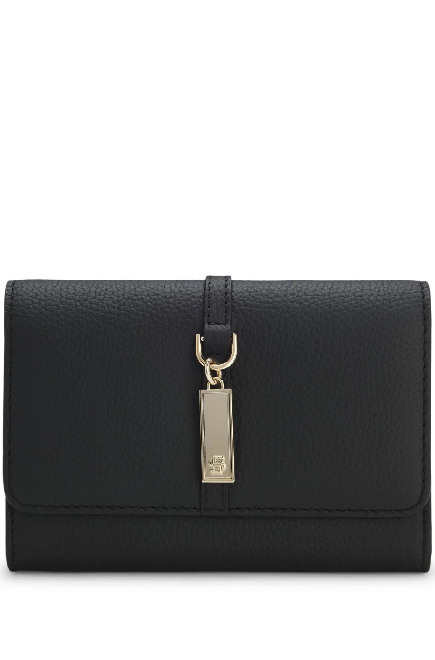 Leather wallet with Double-B-monogram plaque