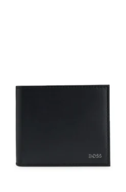 Leather wallet with logo lettering