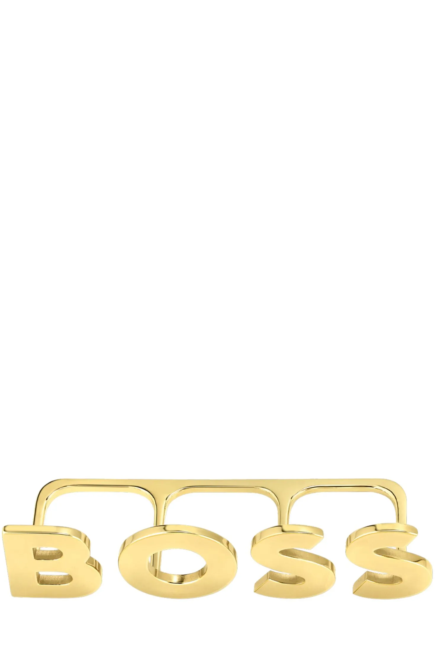 Light-golden-plated knuckle ring with logo letters