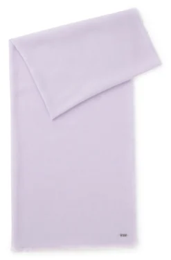 Lightweight wool scarf with fringed trims