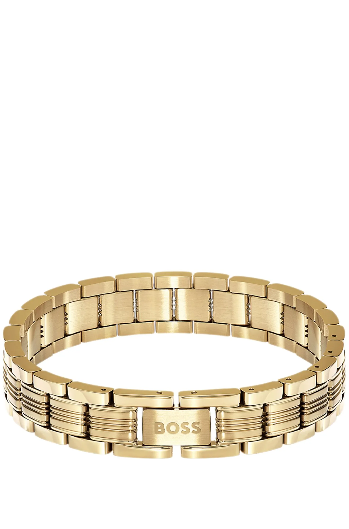 Light-yellow-gold-tone cuff with multi-link design