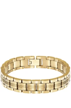 Light-yellow-gold-tone cuff with multi-link design