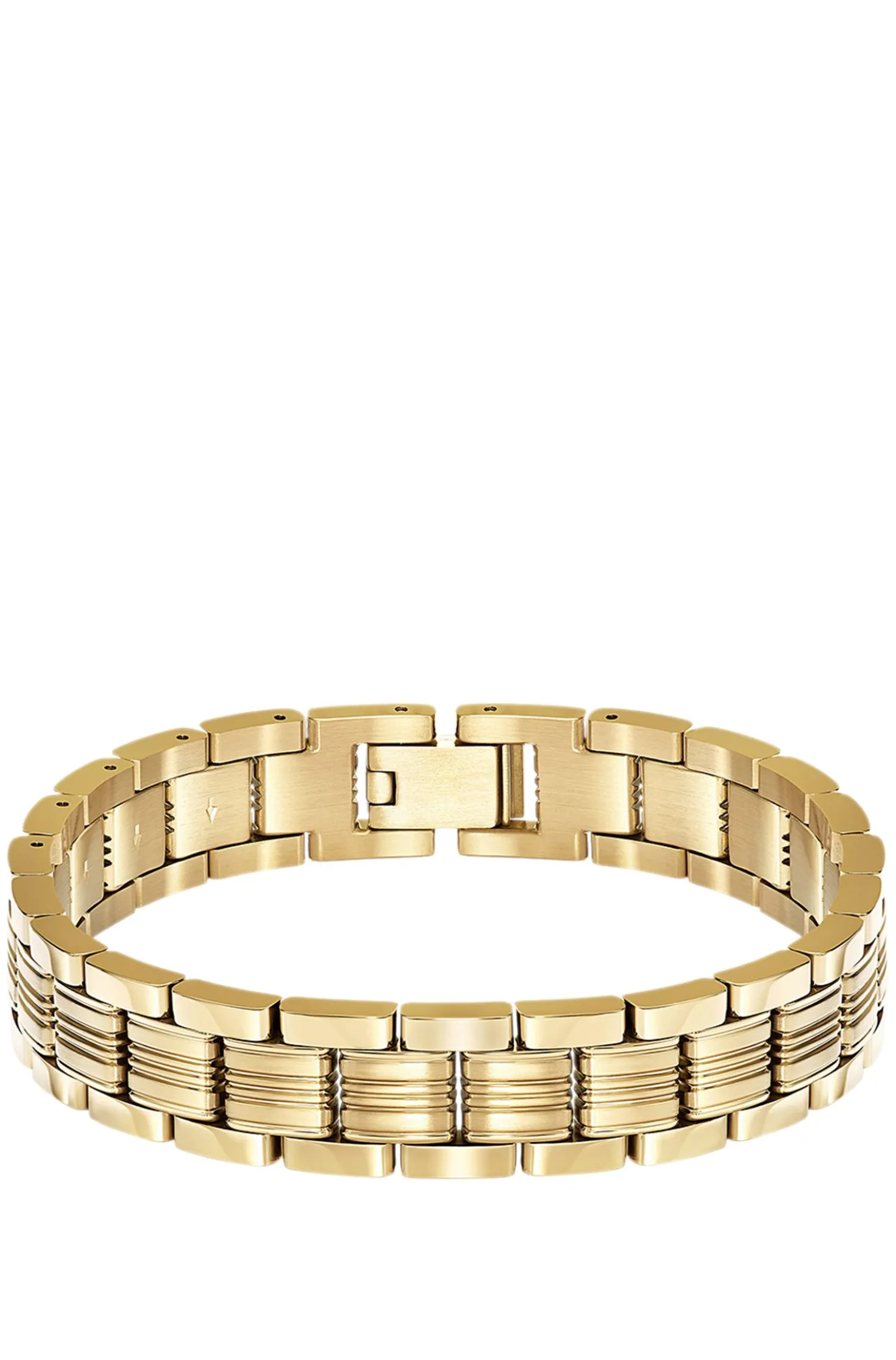 Light-yellow-gold-tone cuff with multi-link design