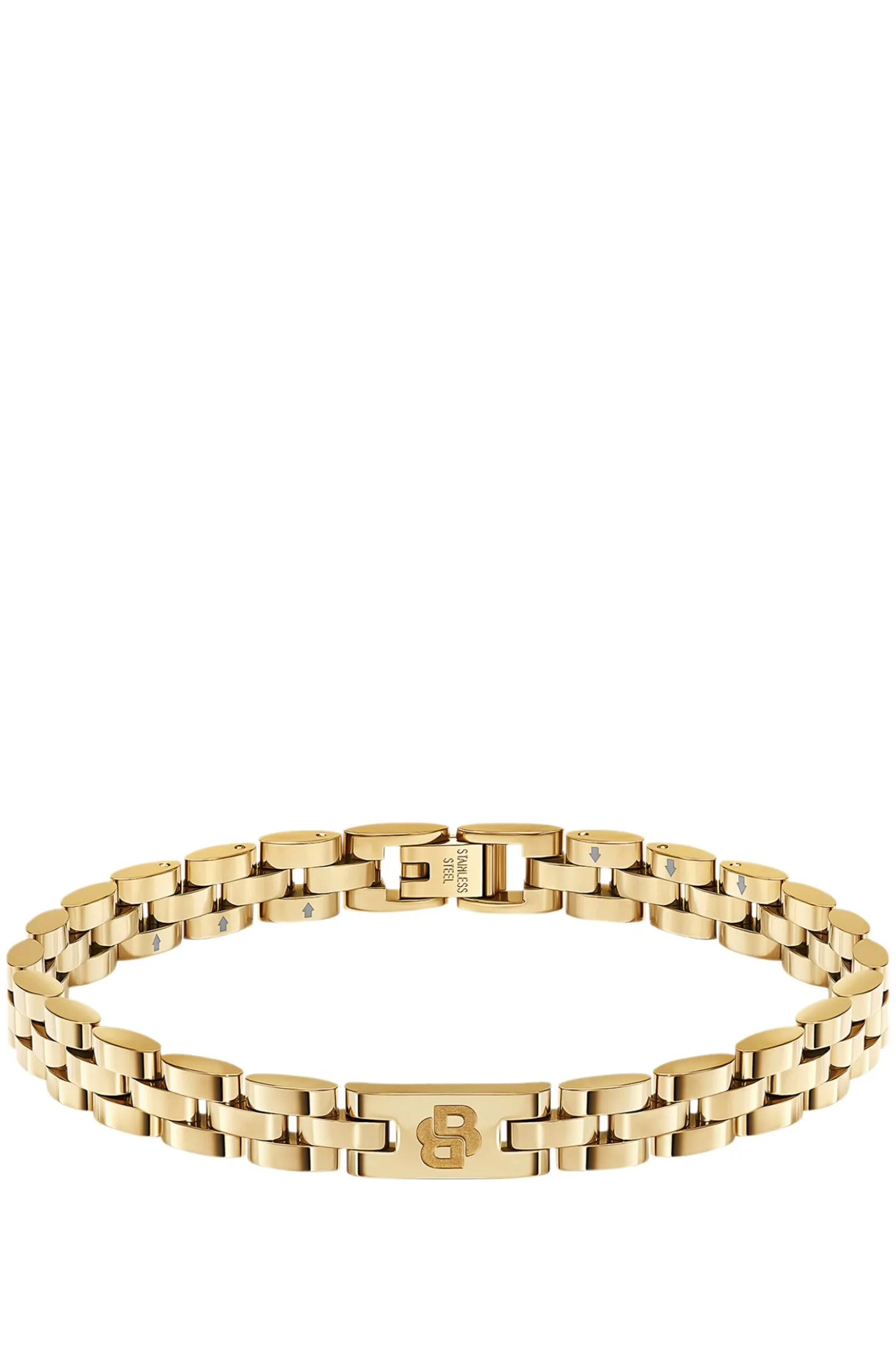 Light-yellow-gold-tone cuff with logo details