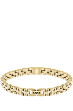 Light-yellow-gold-tone cuff with logo details