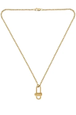Light-yellow-gold-tone necklace with lock pendant