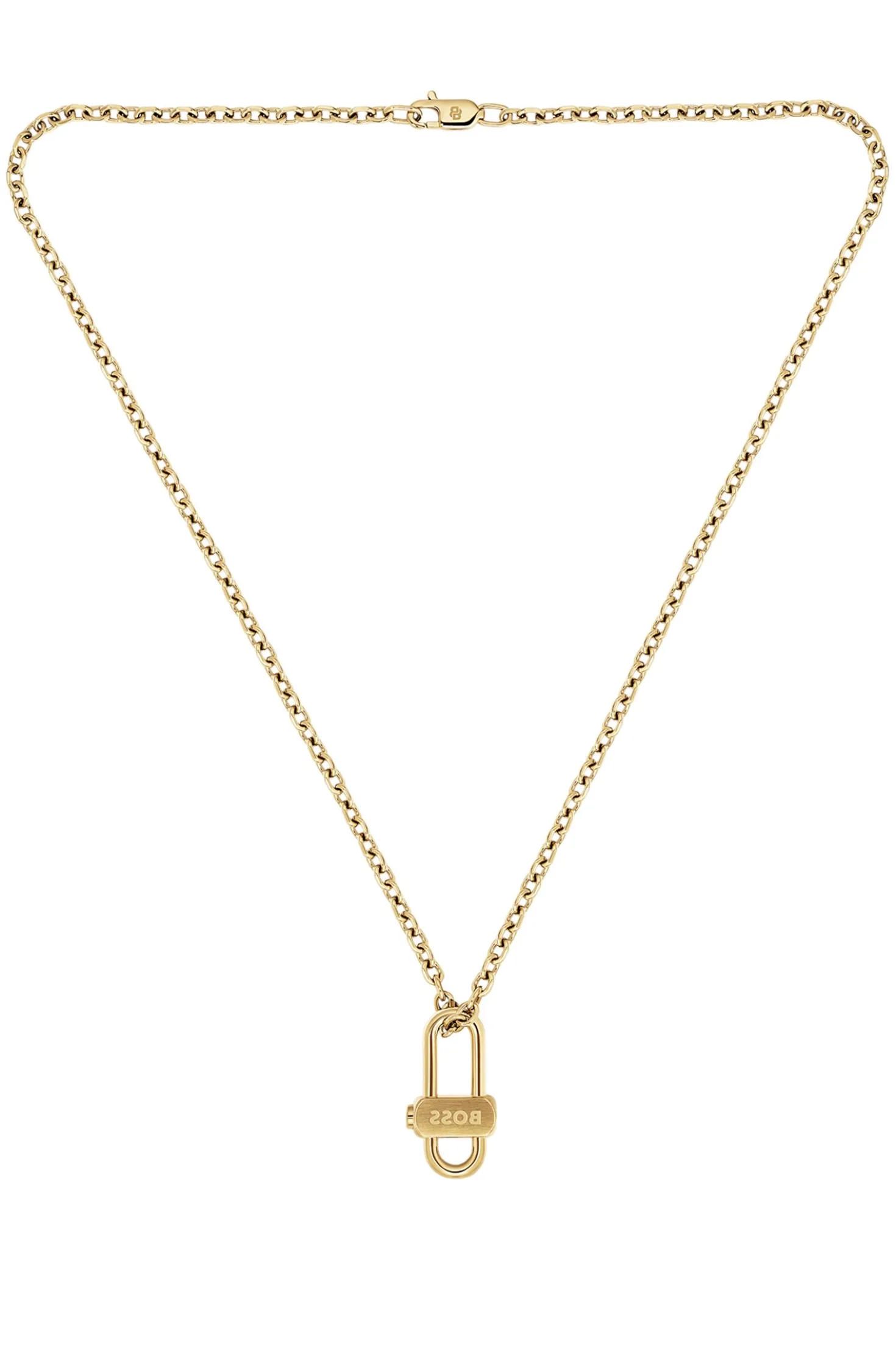 Light-yellow-gold-tone necklace with lock pendant