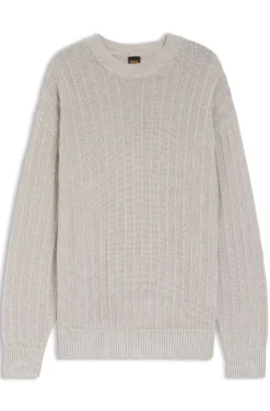 Linen-cotton sweater with knitted structure