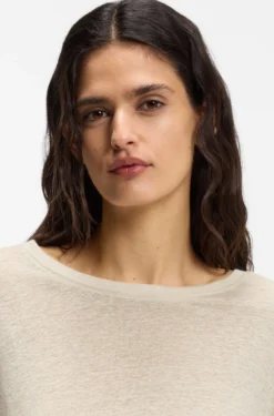Linen T-shirt with embroidered logo