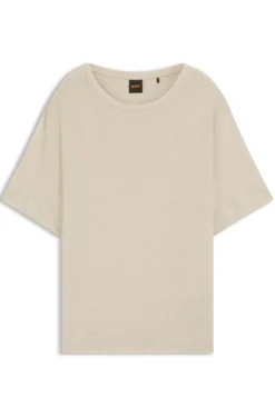 Linen T-shirt with embroidered logo