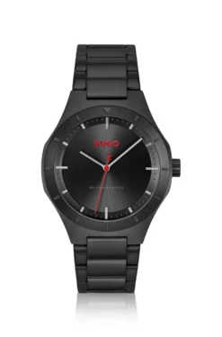 Lit black-plated watch with tonal dial