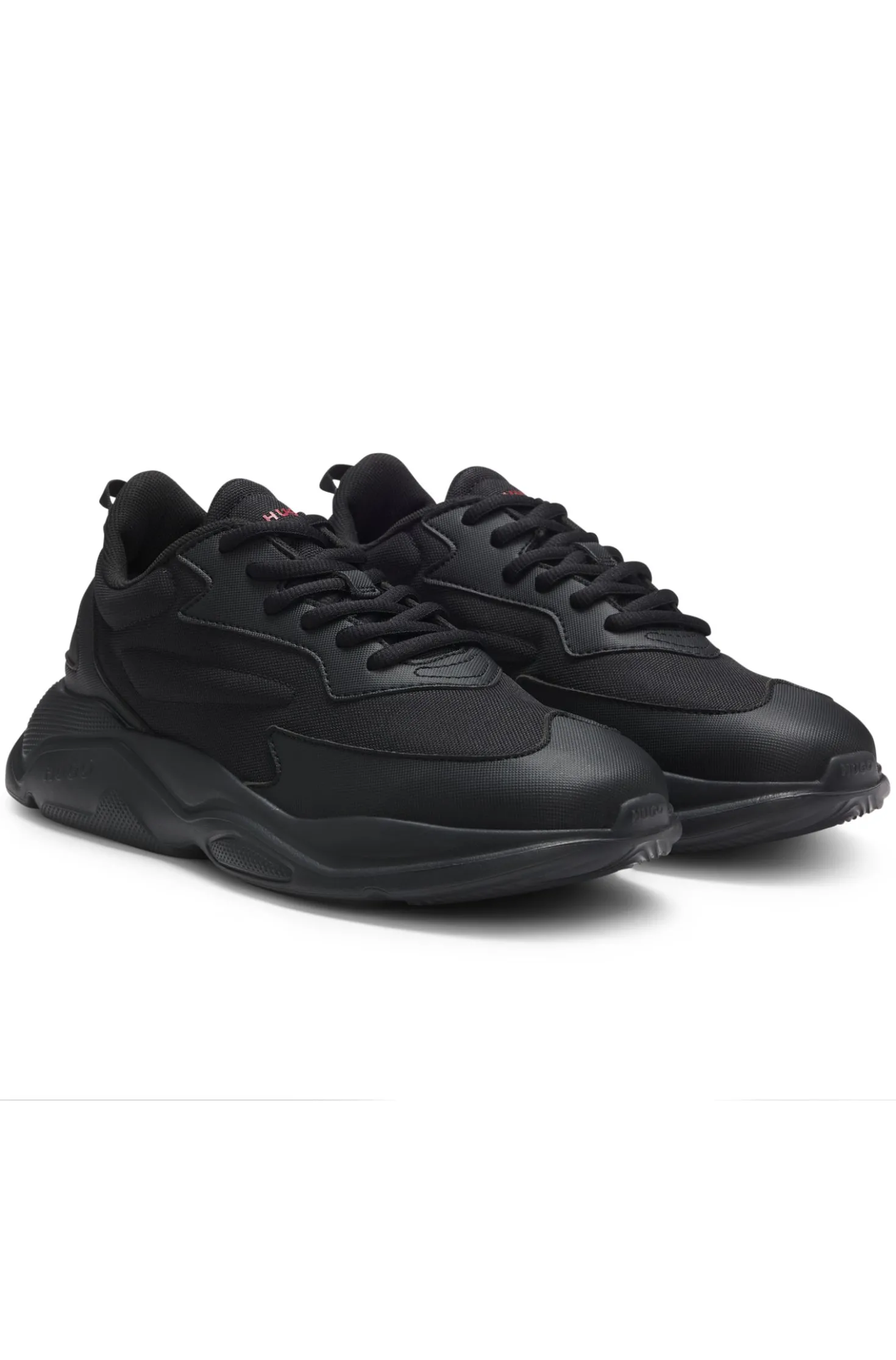 Logo-counter trainers with canvas-effect fabric