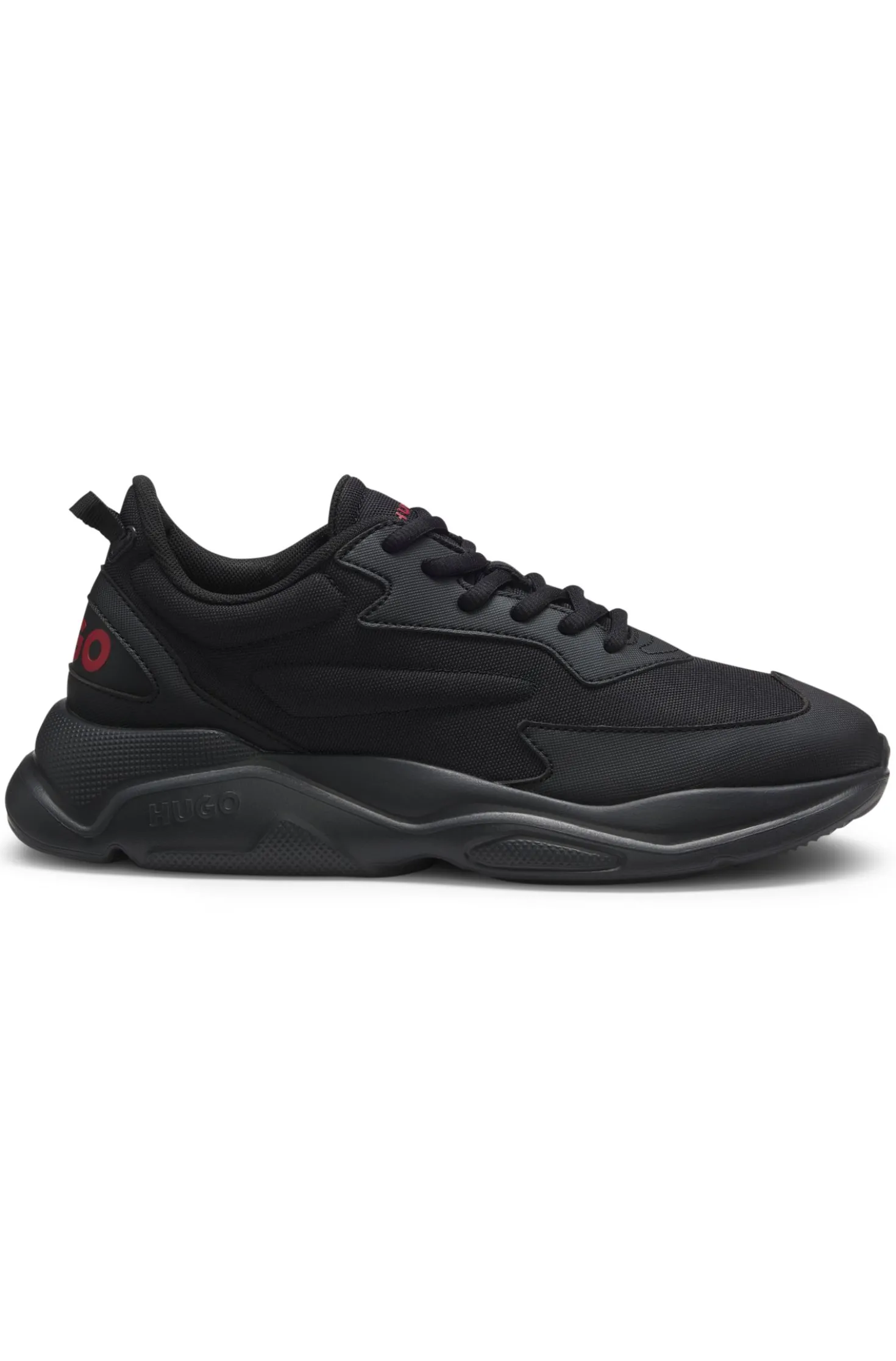 Logo-counter trainers with canvas-effect fabric