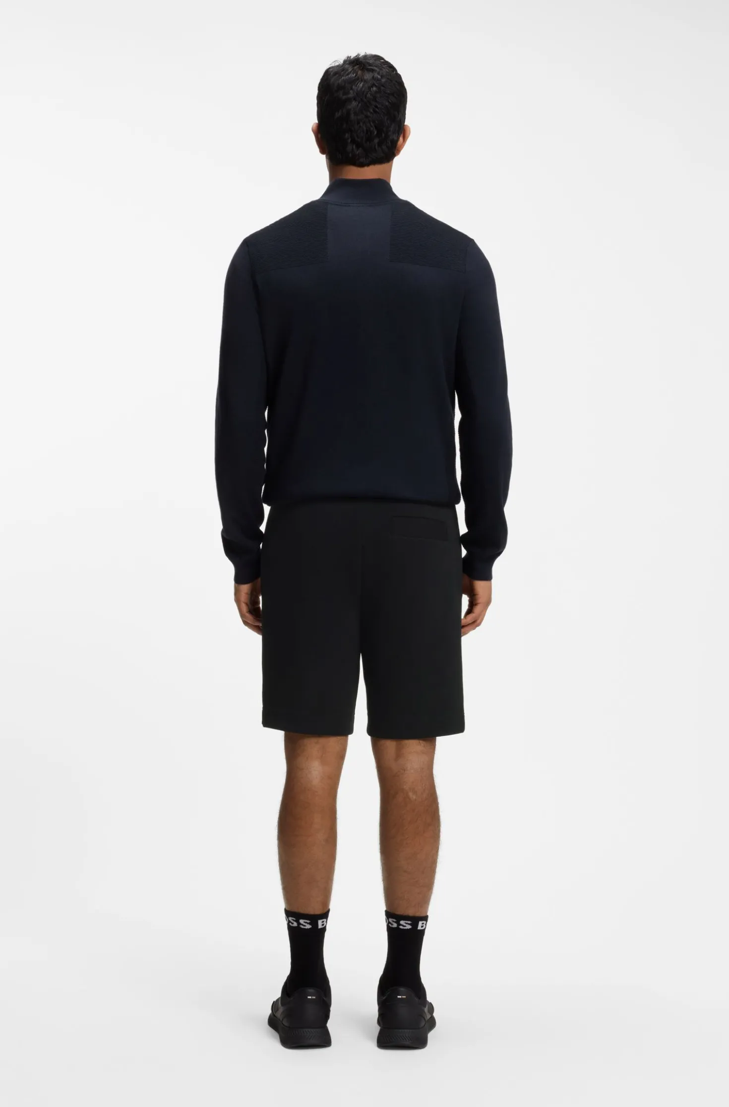 Logo-embroidered shorts in cotton-blend piqué jersey