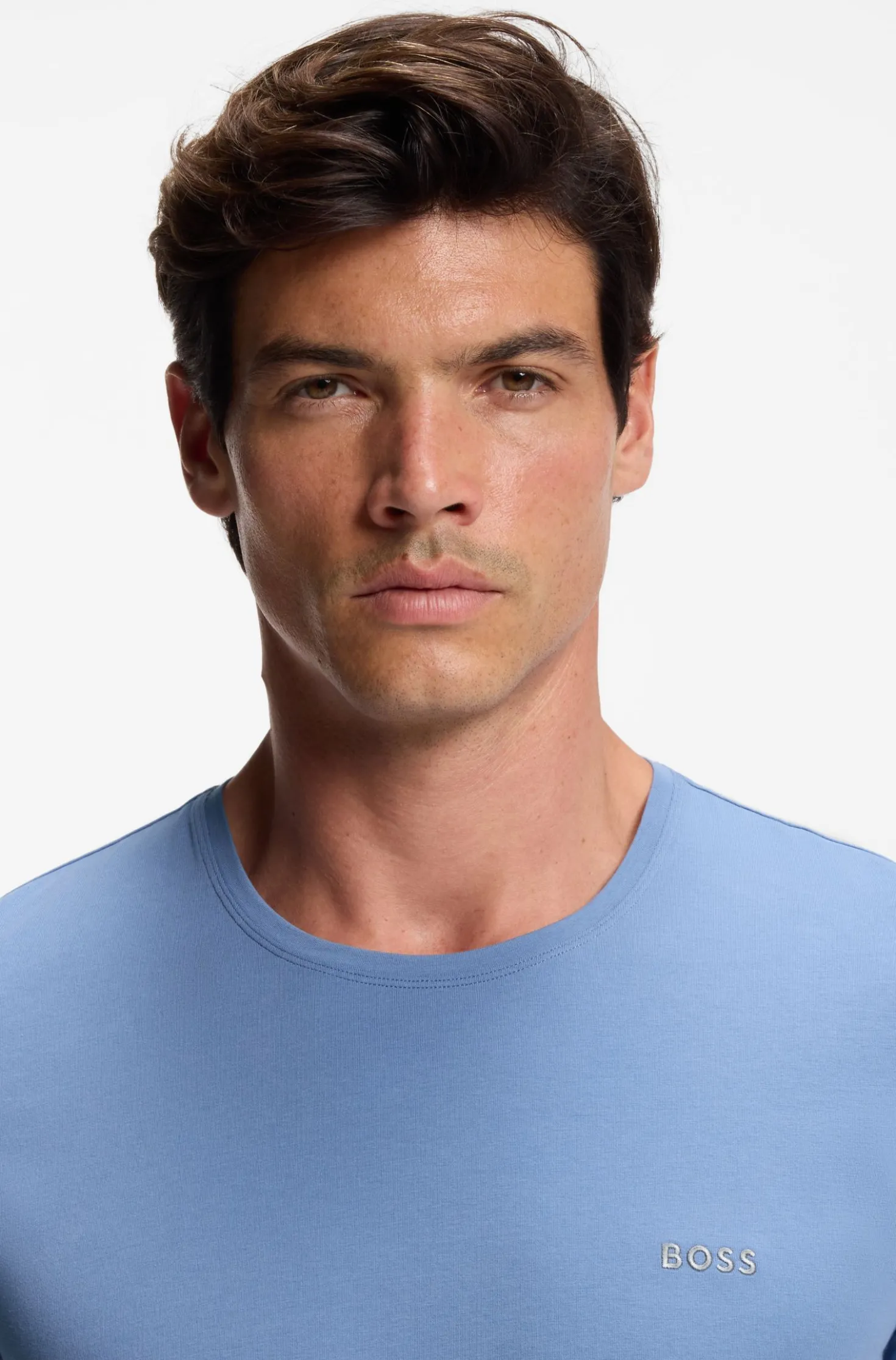Logo-embroidered T-shirt in stretch cotton