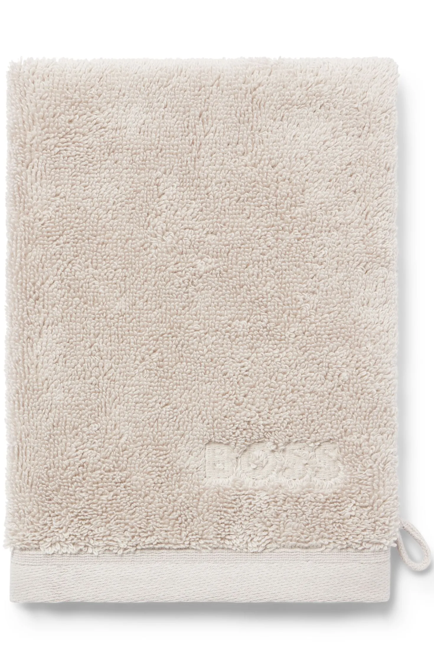 Logo-embroidered wash mitt in Aegean cotton