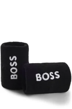Logo-embroidered wristband pair in cotton-blend terry