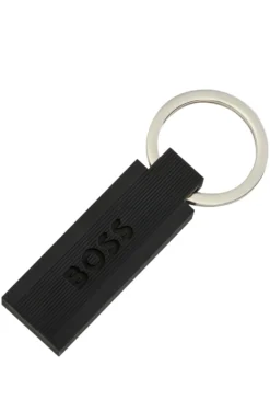 Logo key ring in black silicone and brass