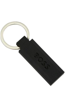 Logo key ring in black silicone and brass