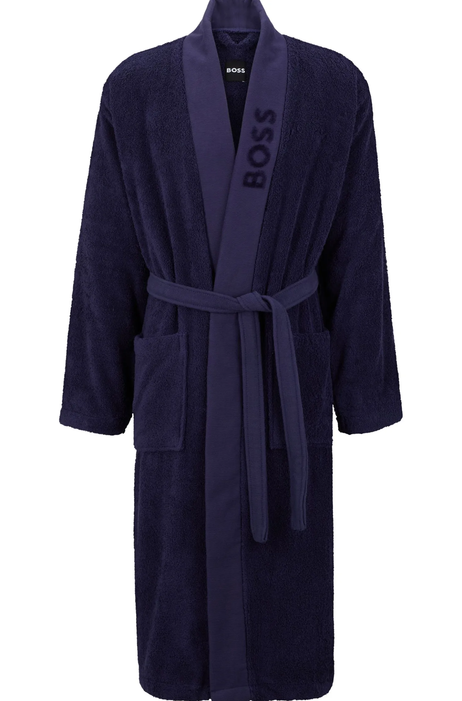 Logo-lapel dressing gown in long-fibre cotton