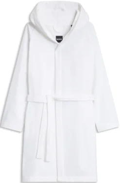 Logo-lapel dressing gown in long-fibre cotton