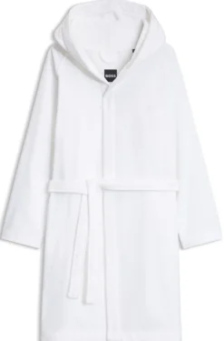 Logo-lapel dressing gown in long-fibre cotton
