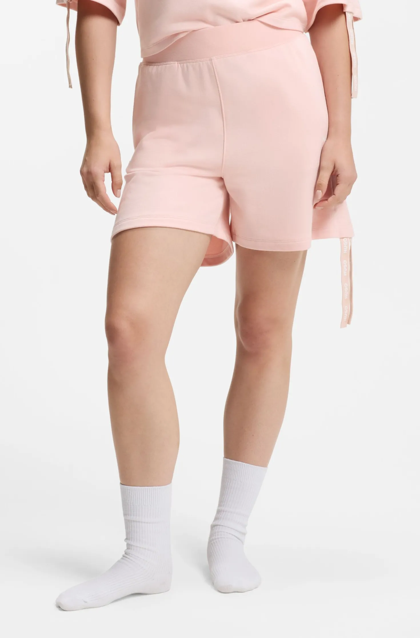 Logo-print shorts with gathered sides