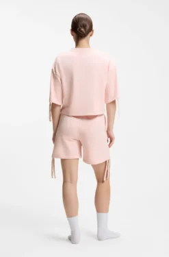 Logo-print shorts with gathered sides