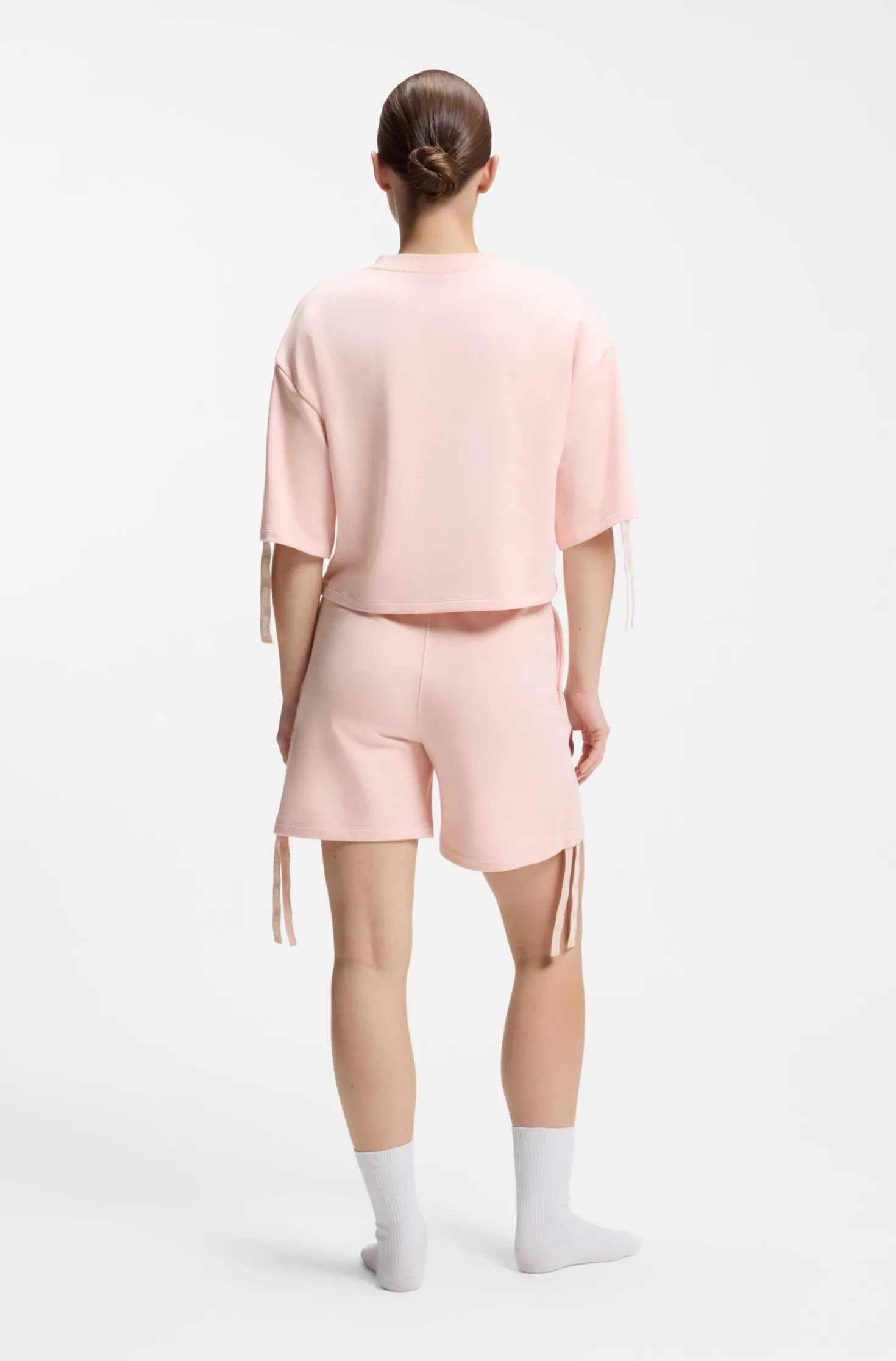 Logo-print shorts with gathered sides