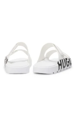Logo sandals with double touch-closure straps