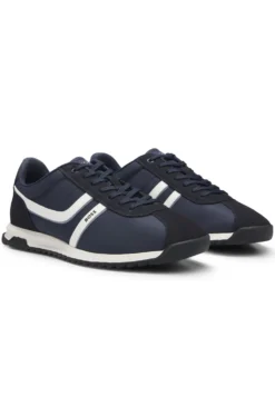 Logo trainers with faux suede trims