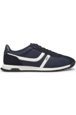 Logo trainers with faux suede trims