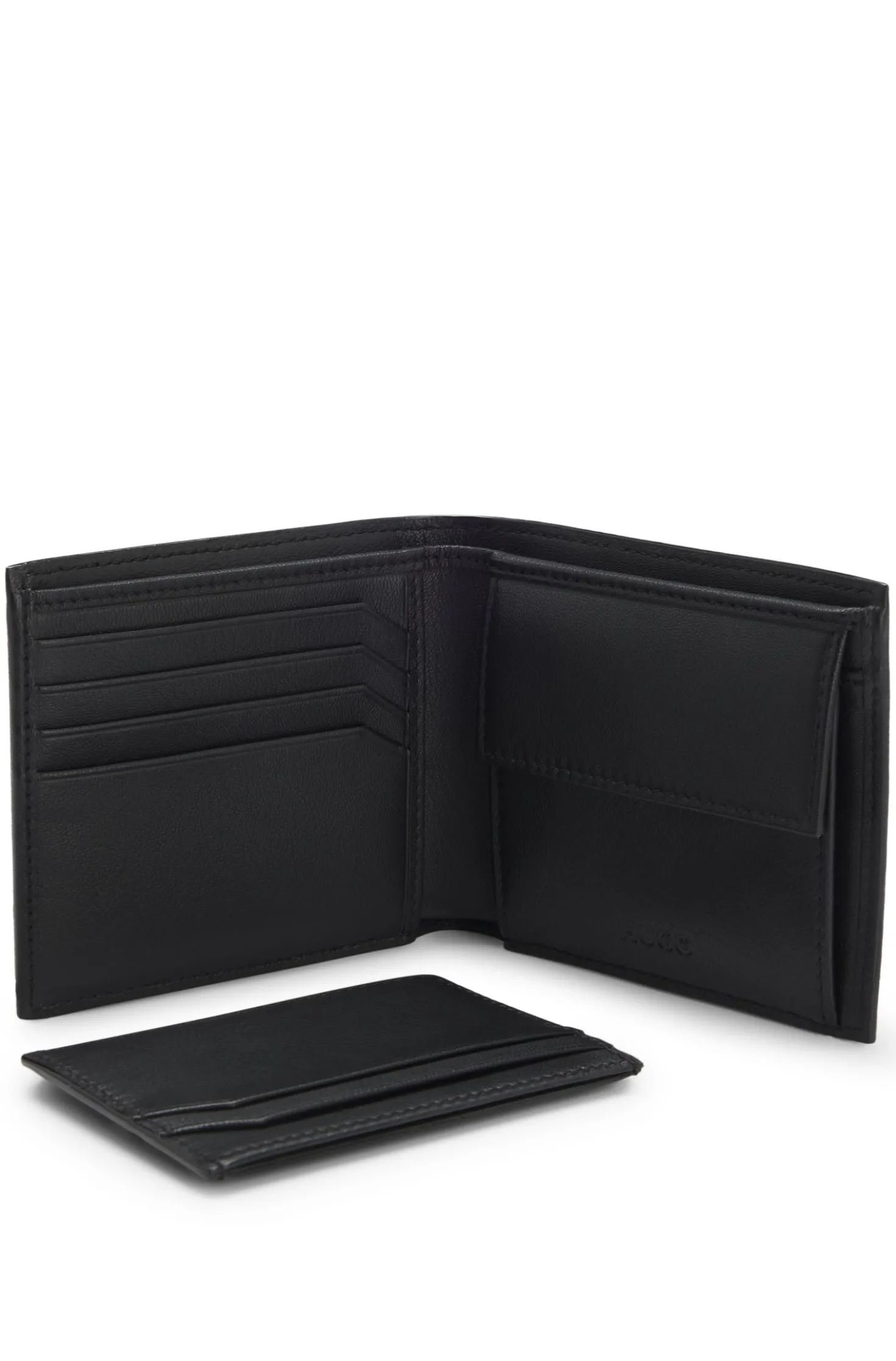 Logo-trimmed leather wallet and card holder gift set