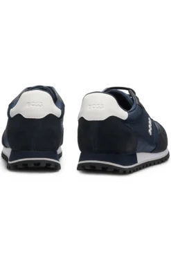 Logo-trim trainers with faux-leather details