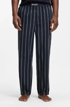 Logo-waistband pyjama bottoms in patterned cotton poplin