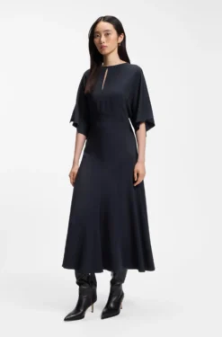 Long-length business dress in stretch crepe